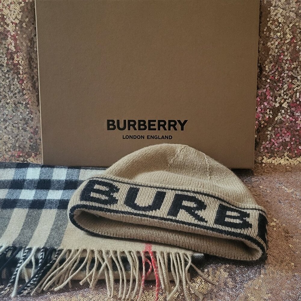 Authentic Burberry winter beanie and scarf.